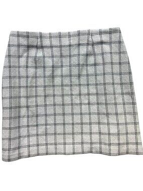 J.Jill Women's Cotton Pull On Mini Skirt Stretch Size M White Black Checkered